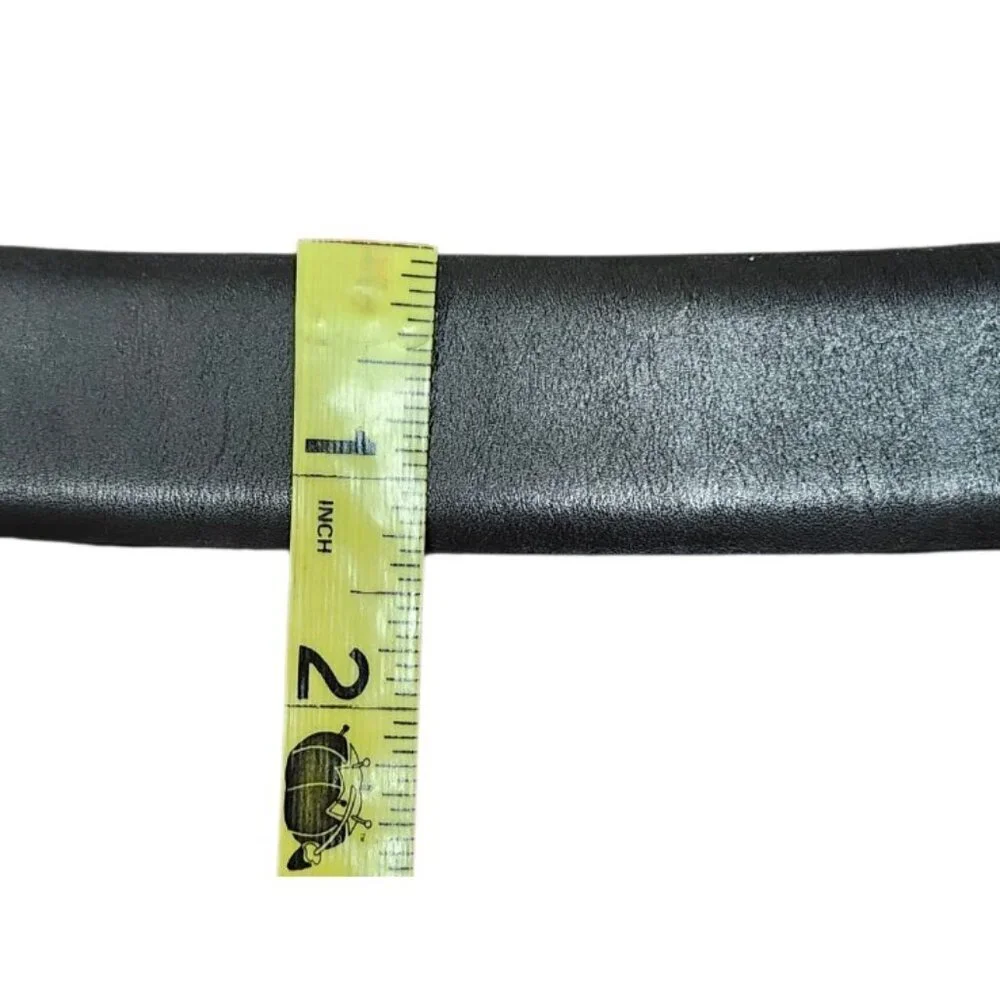 Men’s Black Leather Belt Battistoni Roma Italy Classic Dress Accessory Silver 44